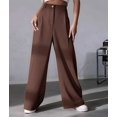 thumbnail image 6 of Women'S Dressy Trousers Solid Color Straight Leg Suit Pants Brown L, 6 of 9