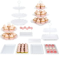 NWK 10 Piece Cake Stand, Cupcake Stand, with 2X2-Tier Cupcake Stands   2X3-Tier Cupcake Stands   4 x Appetizer Trays  2 x Cake Pop Stands Perfect for Wedding Baby shower Graduation Birthday Party
