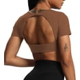 thumbnail image 1 of Aoxjox Tops cortos de manga corta para mujer Clarissa Hollow Back entrenamiento Crop camiseta Top, 1 of 4
