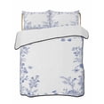 thumbnail image 2 of Quilts Twin Size, Blue Spring Floral Soft Comforter Bedding Set for Bed, Summer Flowers Botanical Lightweight Quilted Bedspread with Pillow Cover(2 Pieces) for All Season, 68x86 Inch, 2 of 6