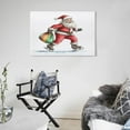 thumbnail image 5 of Santa Skating Canvas Prints Wall Art Modern Pictures Artwork 16x24inch Canvas Print Christmas Santa Claus on Ice Skates with Colorful Gifts Bag Bathroom Wall Art Canvas Wall Art for Bedroom Framed, 5 of 8