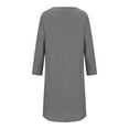 thumbnail image 5 of SMihono Clearance Solid Color Long Dresses for Women Fashion Casual Crew Neck Long Sleeve Cotton Linen Mid Calf Dresses for Women Pocket Female Outwear Gray L, 5 of 8