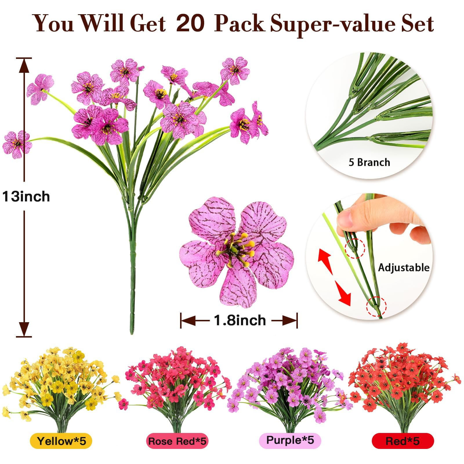 HCTSHG A Bunch Of Artificial Flowers Is Used for Outdoor Decoration Artificial Flowers Artificial Plants Colorful Daisies Flowers Are Realistic for Outside Indoor Yard Home Patio Decor