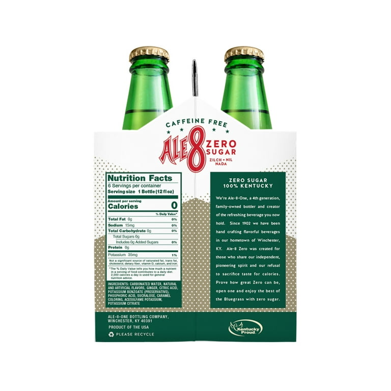 Ale-8-One Zero Caffeine-Free Ginger Ale Soda Pop, 12oz 6 Pack