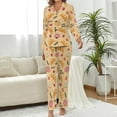 thumbnail image 2 of Top-kevin Womens Pajamas Set Croissant Cinnamon Stick Soft Long Sleeve Sleepwear Button Down Sets, 2 of 6