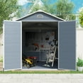 thumbnail image 6 of 8x6 FT Outdoor Storage Shed with Floor, Resin Tool Shed with Window and Air Vent, Plastic Outdoor Storage Shed for Backyard Garden Patio Lawn, Grey, 6 of 7