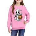 thumbnail image 4 of nerohusy Halloween Sweatshirts for Kids Girl Ghost Pumpkin Sweater Cute Spooky Coffee Graphic Pullover Shirts Pullover Warm Top Pink,3 Years, 4 of 9