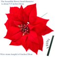 thumbnail image 2 of M2Cbridge Flores Artificiales De Navidad De Terciopelo Rojo Poinsettia Floral Picks Para Adornos De Árbol De Corona De Navidad (6 Piezas De Flor Doble Roja), 2 of 5