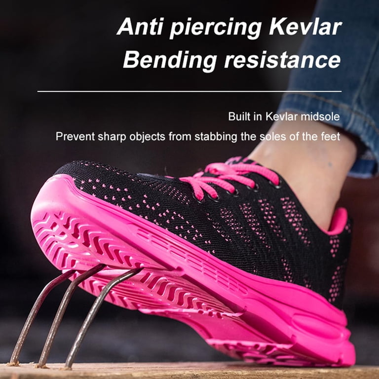 Women's Safety Trainers Steel Toe Work Shoes - Breathable Mesh Sneakers With Kevlar Midsole, Industrial