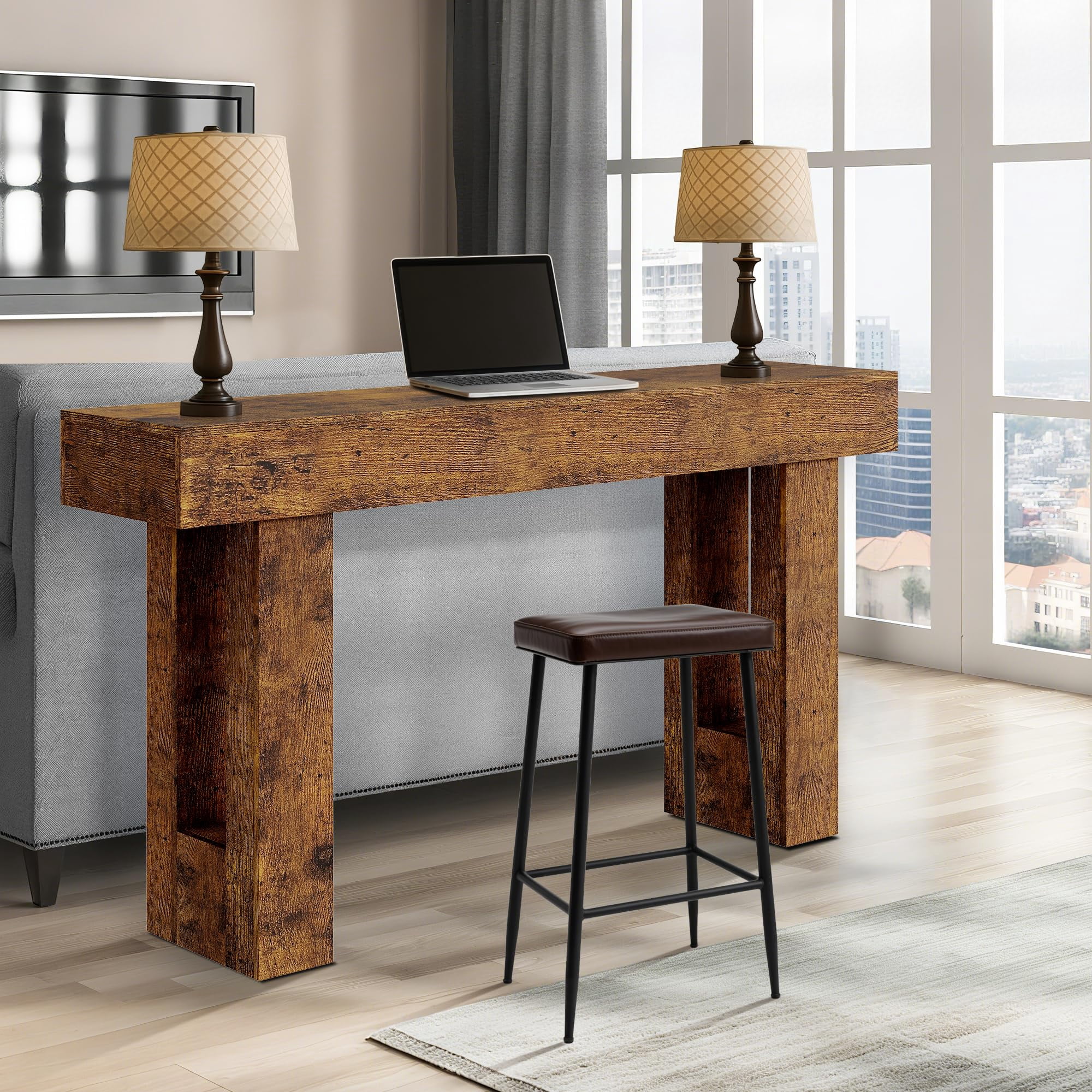 63" Long Console Table for Entryway – Farmhouse Wooden Sofa Table Behind Couch, Rectangular Hallway & Living Room Accent Table