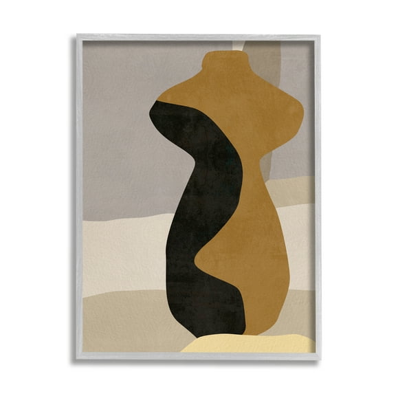 Stupell Industries Abstract Boho Vase Abstract Painting Gray Framed Art Print Wall Art, 24 x 30