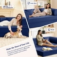 thumbnail image 6 of Modern 3-Person Convertible Sleeper Sofa Bed, 4-in-1 loveseat Sleeper, Comfy Removable Floor Couch for Living Room with Detachable and Washable Fabric, 6 of 7