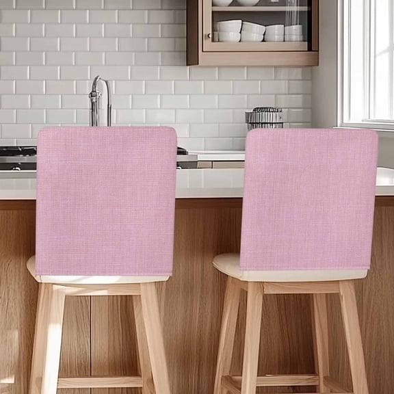 Pink Burlap Texture Chair Back Cover for Dining Room Set of 8, Farmhouse Vintage Pink Removable Kitchen Chair Slipcovers, Washable Seat Protector for Restaurant Party Banquet Wedding Décor