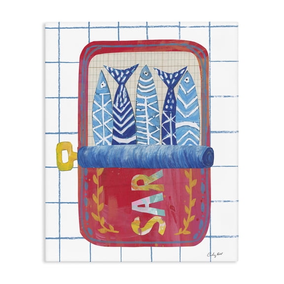 Stupell Industries Tropical Silly Sardines Red Tin Canvas Art, 16 x 20, by Courtney Prahl
