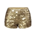 thumbnail image 6 of Bibifish Womens Pants Carnival Punk Sexy Ultra Low Rise Shiny Sequin Shorts Elastic Waist Stretchy Fit Shiny Mini Party Bottoms, 6 of 8