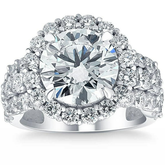 Empire Jewel Round Cut 2.1 Ct VVS1/D Lab Created Simulated Diamond Ring - 14K White Gold Over Wedding Anniversary Ring - Gorgeous Anniversary Gift for Her - Latest Engagement Diamond Ring for Girls