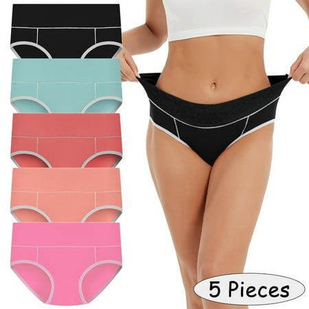 

qazqa 5 pieces underpants patchwork color underwear panties bikini solid womens briefs knickers multicolor xl