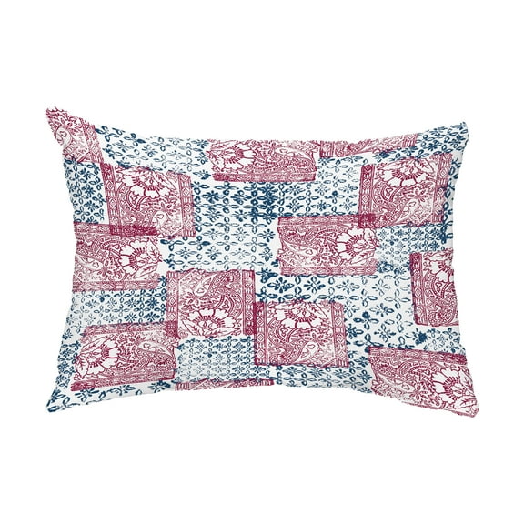 Simply Daisy, 14" x 20" Patches Maroon Abstract Decorative Outdoor Pillow
