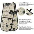 thumbnail image 2 of Yayeee Double Oven Mitt Kitchen Heat Resistant Baking 35" x7" Quilted Glove, Small Black Flowers, 2 of 6