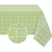 Rectangle Plastic Tablecloth, 100% Waterproof Oil-Proof Checkered PVC Table Cloths, Heavy Duty Vinyl Table Covers for Dining, Camping, Picnic, Outdoor - 60 x 120 Inch, Green