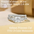 thumbnail image 4 of Newshe Jewellery 2 Carat Princess Moissanite Wedding Rings for Women Twisted Band VVS1 D Color Serling Silver Size 10, 4 of 12