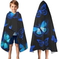 thumbnail image 3 of Black Blue Butterfly Pattern Hooded Bath Towel，50"x30" for Ages 3 To 12 Kids, Quick Dry Lightweight Soft Microfiber Hood Beach Towel Cover Up for Kids, 3 of 7