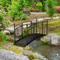 thumbnail image 2 of Outsunny 8' Metal Arch Garden Bridge with Siderails, Pond Bridge, Black, 2 of 10