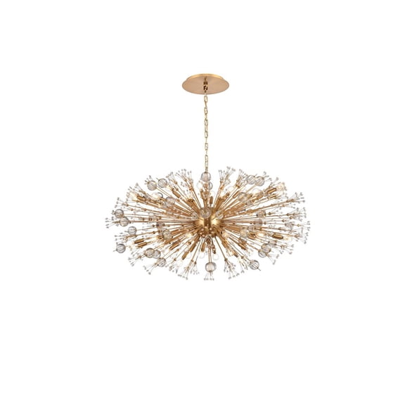 Elegant Lighting Vera 48 inch crystal starburst oval pendant in gold