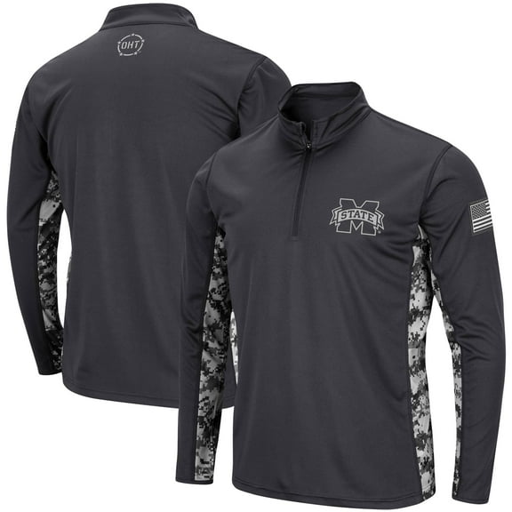 Men's Colosseum Charcoal Mississippi State Bulldogs OHT Military Appreciation Digital Camo Lightweight Quarter-Zip
