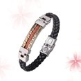 thumbnail image 2 of Pulsera de cadena de moda para hombre, joyería individual, pulsera de acero inoxidable pulido y silicona, pulsera de metal, correa de mano para hombre, 2 of 6