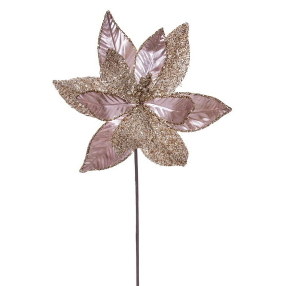 21.5" Rose Gold Poinsettia 11" Flwr 6/Bg