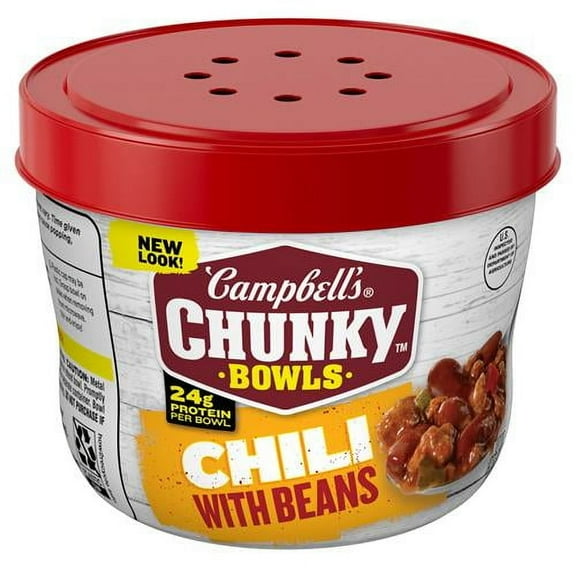 Campbells Chunky Chili With Beans, 15.25 Ounce Microwavable Bowl - Pack of 2