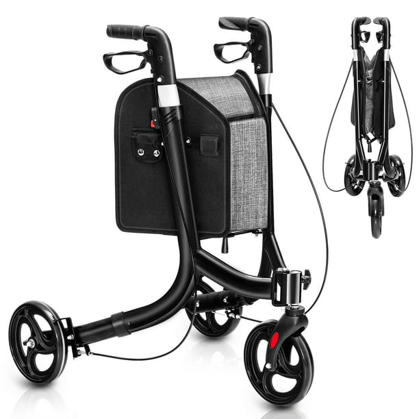 Costway 3Wheel Rolling Walker Folding Rollator Walker with 8 inch