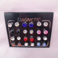 thumbnail image 4 of Pendientes de cristal con diamantes de doble círculo de cristal Sin pendientes Pendientes magnéticos Pendientes magnéticos para mujer, 4 of 4