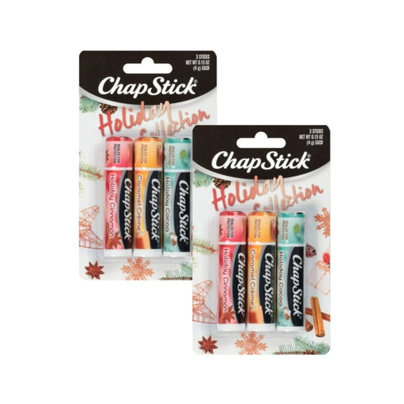 Chapstick Holiday Collection 0.45 Ounce Holiday Cinnamon, Caramel CrÃ¨me & Holiday Cocoa Flavors - 3 Count, Pack of 2