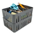 thumbnail image 6 of Simplify 4 Pack Stackable Plastic Organizer Baskets with Dividers in Gray, 6 of 6
