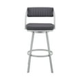 thumbnail image 2 of Blake 30 Inch Swivel Bar Stool, Open Back, Silver, Gray Faux Leather - Saltoro Sherpi, 2 of 6
