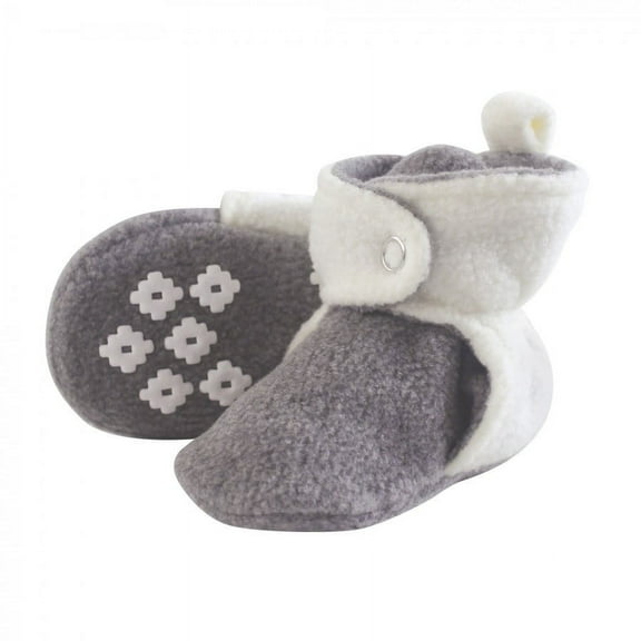 Little Treasure Baby and Toddler Cozy Fleece Booties, Heather Gray Cream, 0-6 Months