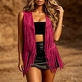 thumbnail image 2 of Admvng Womens Vest Open Front Faux Suede Fringe Cowboy Western Style Cropped Sleeveless Plus Size Party Layering Gilet, 2 of 5