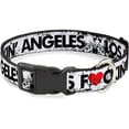 thumbnail image 1 of Plastic Clip Collar - Los F*CKIN' Angeles Heart Weathered White Black Red - Narrow-Medium 8-12", 1 of 1