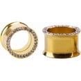 thumbnail image 2 of Unisex Women and Men 2pcs Hollow Gold/Sliver/Black Color Stainless Steel with Zircon Screw Ear Plugs Tunnels - Ear Expander Ear Gauges Stretcher Body Piercing Jewelry 8g-5/8, 2 of 6