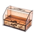 thumbnail image 1 of HILABEE Acrylic Makeup Jewelry Organizer Desk Box with cover Protection ion for Earrings Transparent Brown, 1 of 7