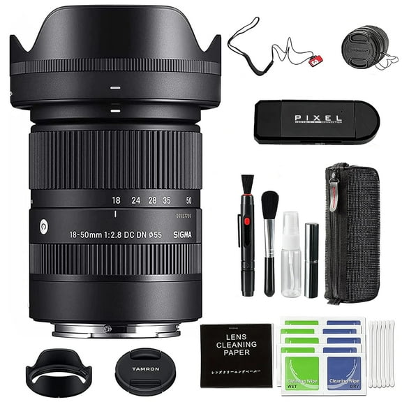 Sigma 18-50mm f2.8 DC DN Contemporary Lens for Sony E with Advanced Accessory and Travel Bundle (Sigma 1-Year USA Warranty)