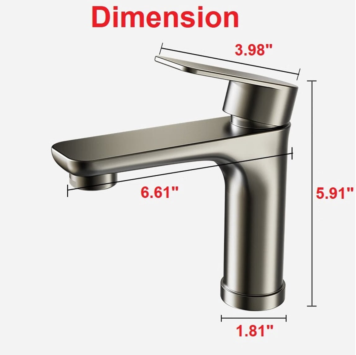 Bathroom Faucet Stainless Steel Hot & Cold Water Mixer Taps Single Hole Basin Vanity Modern Basin Faucet, Gray