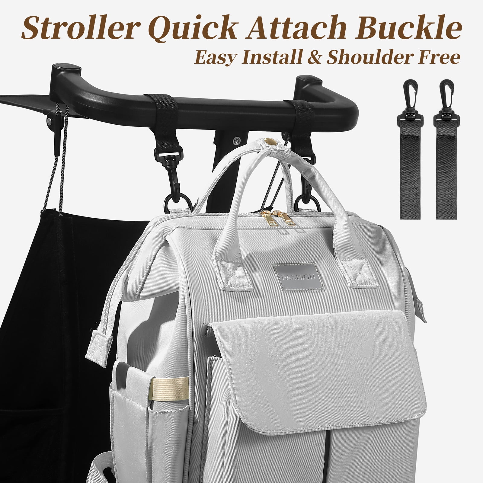 Diaper Bag Backpacks with Insulated Pocket,Waterproof Large Baby Bag for Boys Girls,Unisex Travel Baby Changing Bag for Mom Dad,Gray