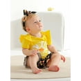 thumbnail image 6 of Infant Baby Girl Clothes Ruffle Letter Short Sleeve Romper Floral Long Pants with Headband Outfits Set Yellow 3-6 Months, 6 of 6