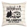 thumbnail image 2 of Camping Throw Pillow Covers,Camper Themed Pillow Covers Camper Decor,RV Travel Car Camping Accent Pillow Cases,Sketch Drawing Rustic Wood Vintage Cushion Covers Beige 16x16 inch set of 2, 2 of 7