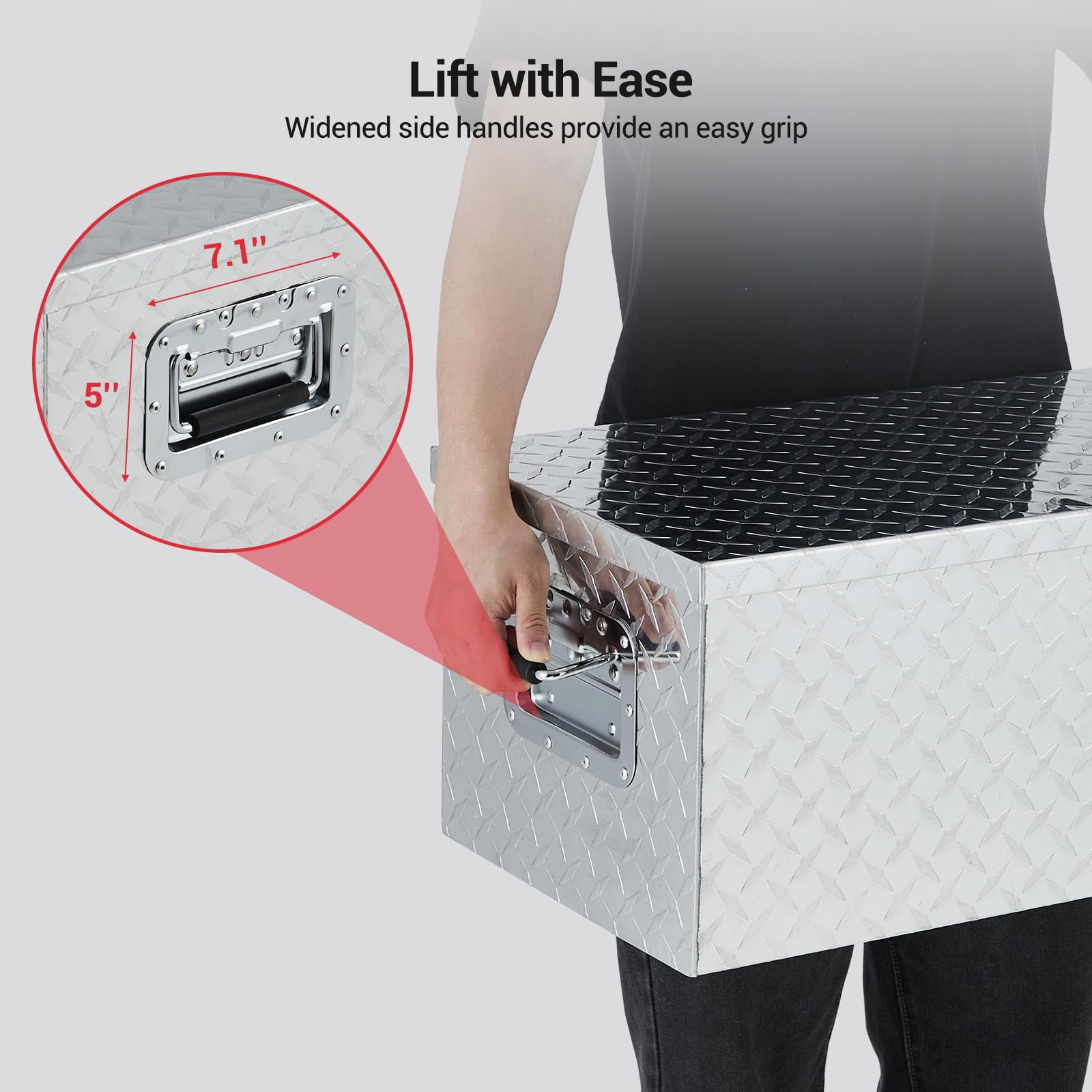 DSstyles 30 Inch Aluminum Truck Tool Box, Truck Bed Storage Box with Security Lock and Wider Handles, Heavy Duty Waterproof Tool Box Organizer Chest for Pick Up Truck Rv Trailer - Silver