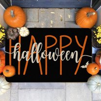 Halloween Doormat 16x24in Polyester Front Door Rug Non-Slip Scary Decor Trick-or-Treat Welcome Mat Holiday Entryway Decor Seasonal Porch Accessory(B)