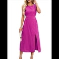 thumbnail image 3 of Vestidos Casuales para Mujer, Vestido de Color Liso, Chaleco Sin Mangas, Falda de Verano con Temperamento Ceñido A la Cintura. Rosa Roja S, 3 of 10